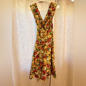 Vibrant Floral V-Neck Midi Dress